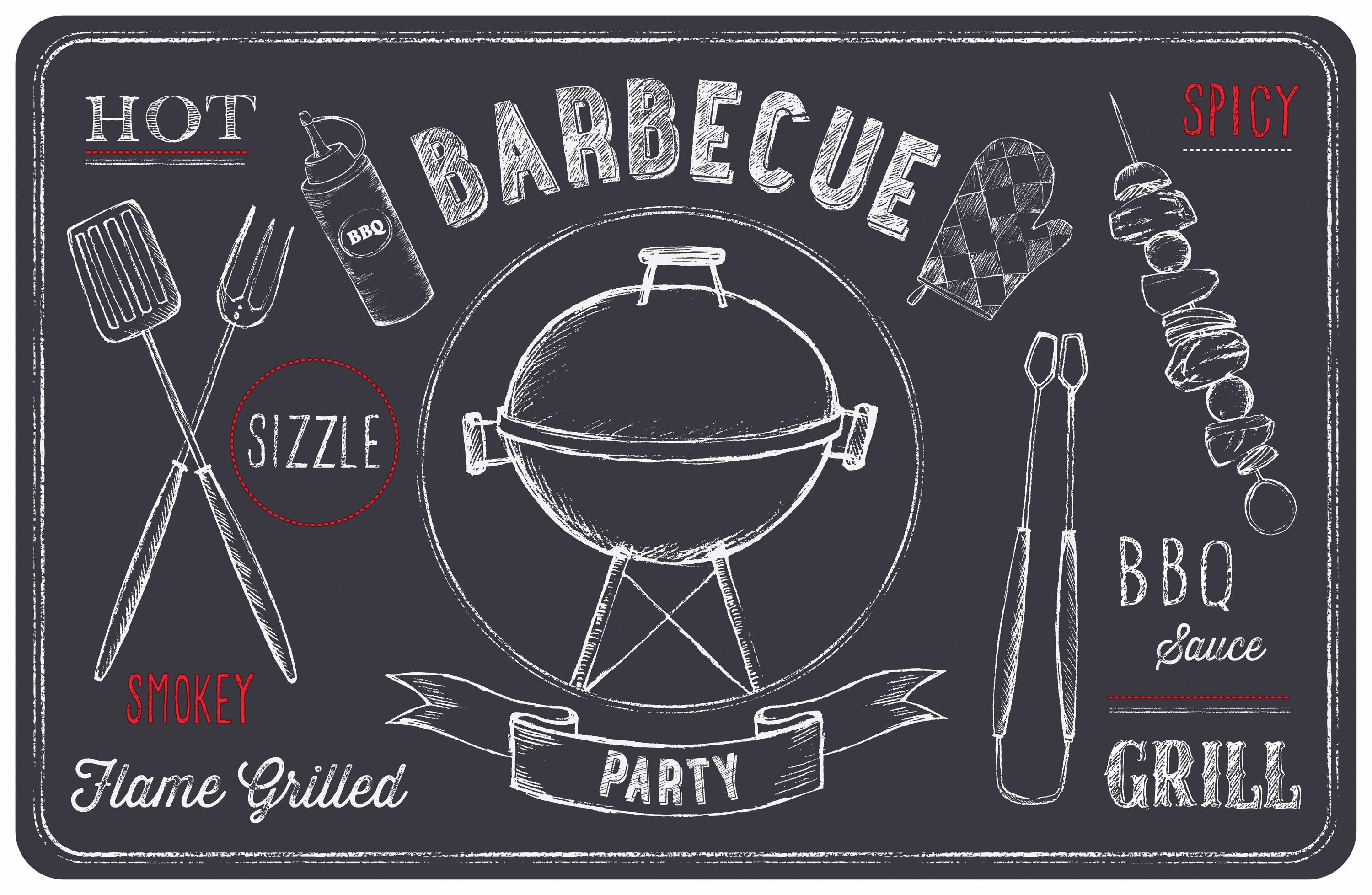 d-c-fix Tischset Barbecue – PP, Schriftzug Design, 44 × 29 cm