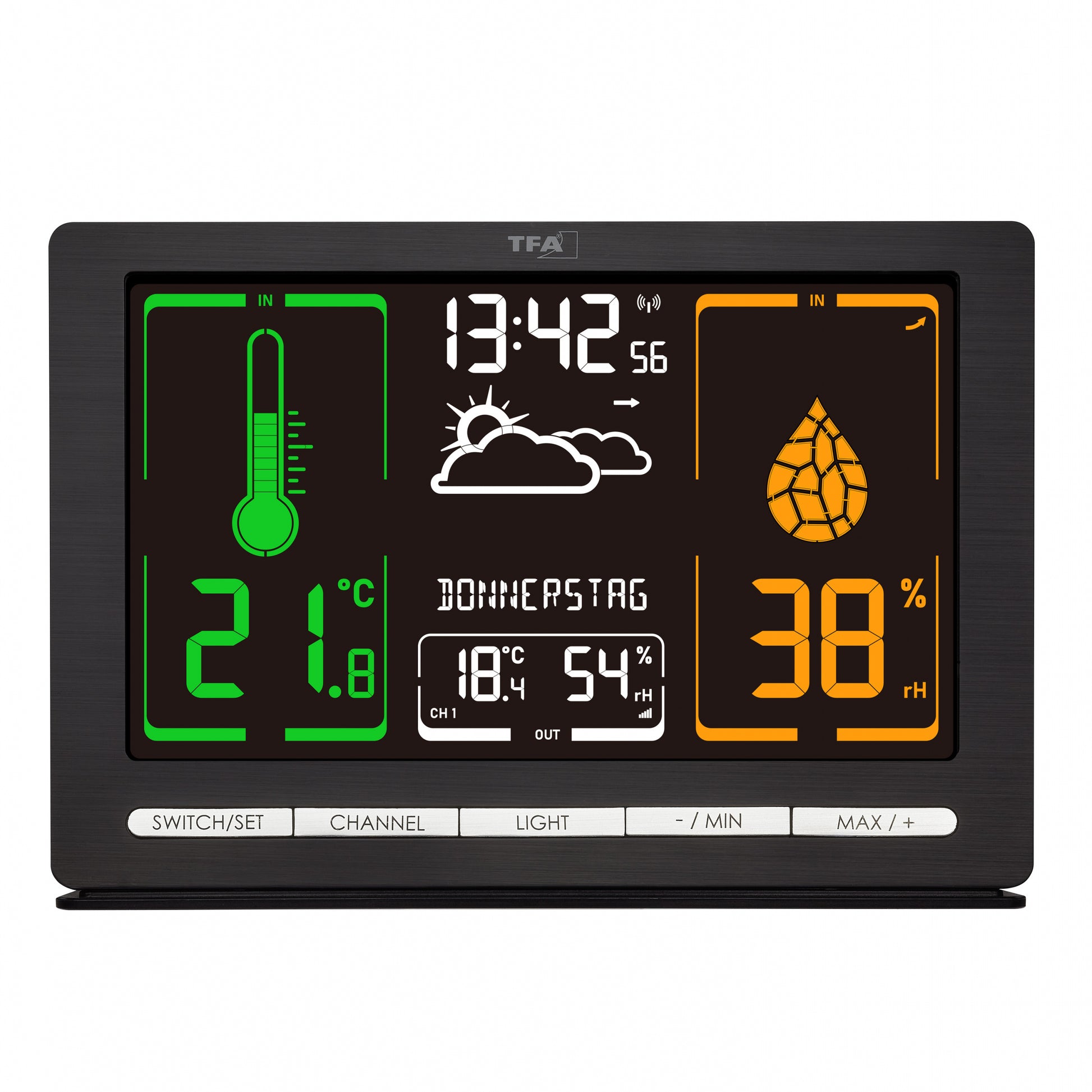 TFA-Dostmann METEOCHROME Temperatur-/Feuchtesensor – 868 MHz, −40–60 °C, 10–99 %, Innen/Aussen