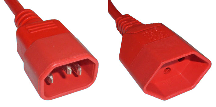 Diggelmann Netzkabel, IEC C14 auf T13, 2 m, Rot, SPRDC14T13-2