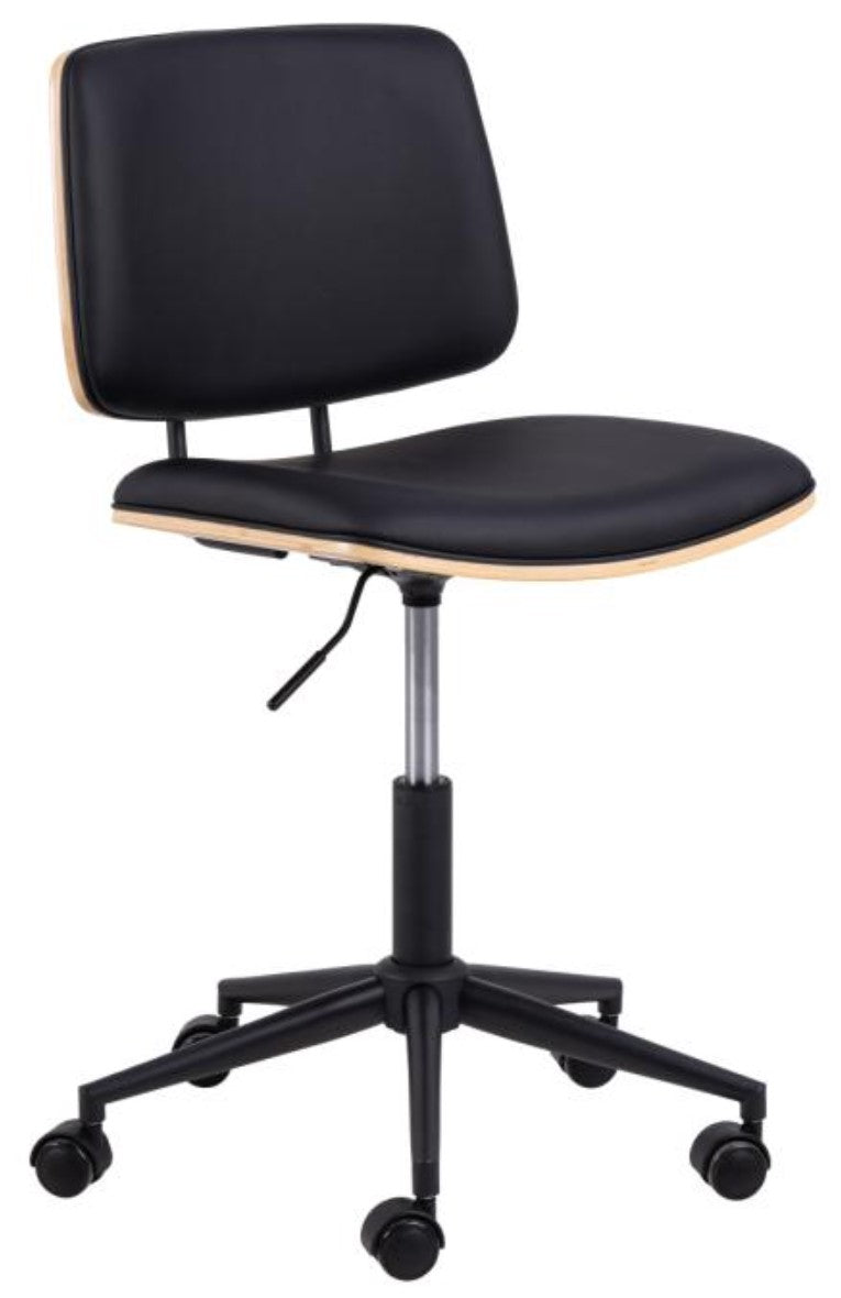 Actona AC Design Bürostuhl Owen – schwarz, Holzrücken