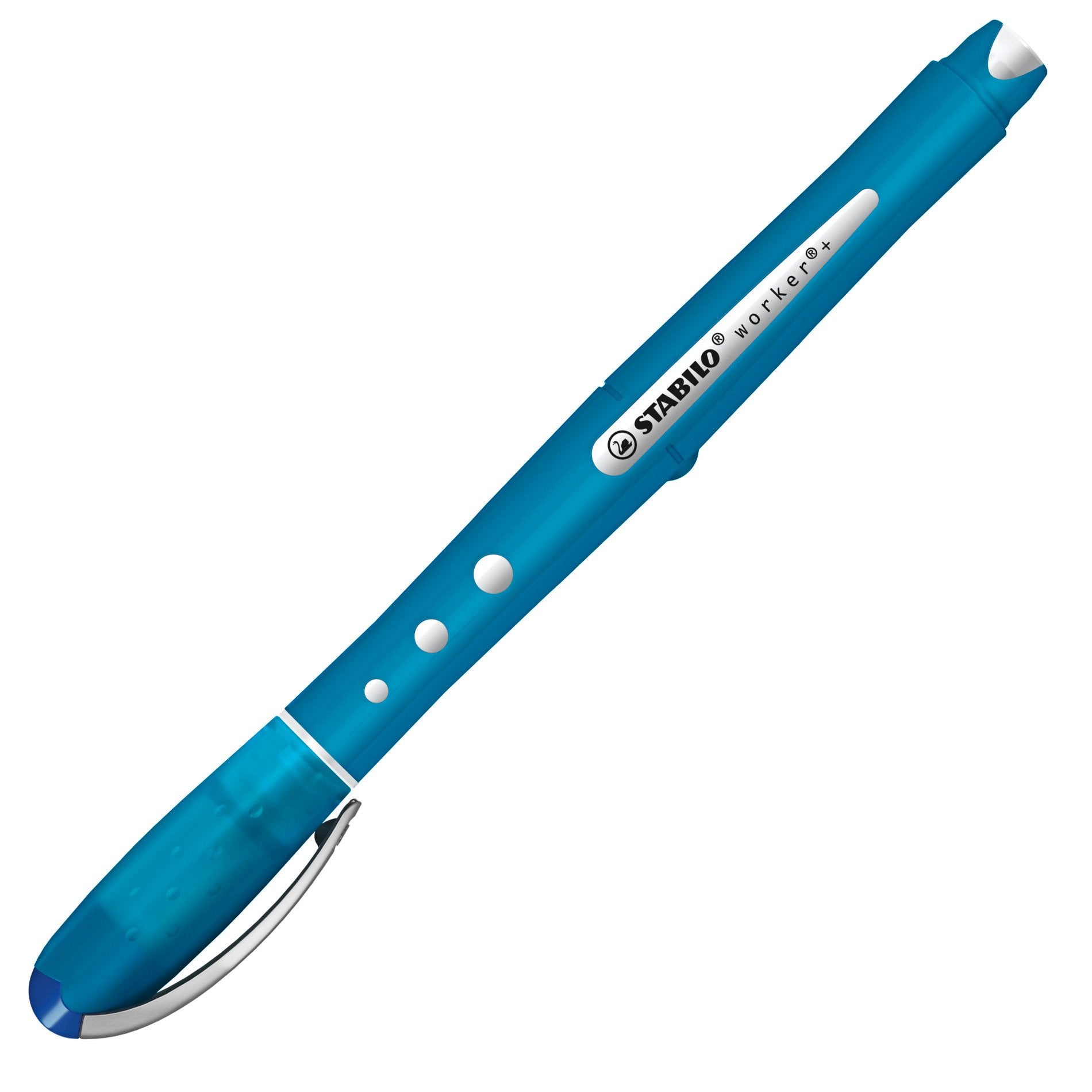 STABILO worker+ colorful – Tintenroller, mit Kappe, 0,5 mm, blau, für Linkshänder