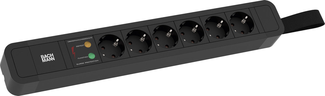Bachmann PRIMO2 – Steckdosenleiste, 6× Schuko, 2 m, Stecker CEE 7/7, Überspannungsschutz