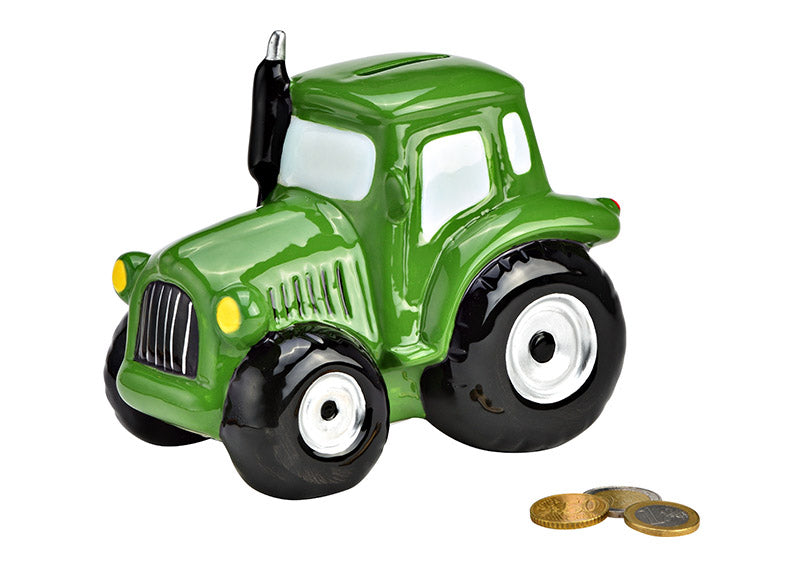 G. Wurm Spardose Traktor – Keramik, Grün – 16,8 × 13,7 × 11 cm