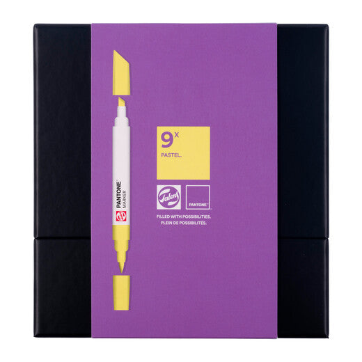 Talens Pantone Brush Pen Pastell – Doppelspitze, Keil/Pinsel, wasserfest, 9 Farben