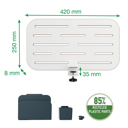 Leitz Pegboard-Organizer – für Tischplattendicke bis 35 mm, Leitz 65340001, 65360001 – 450 × 61 × 330 mm
