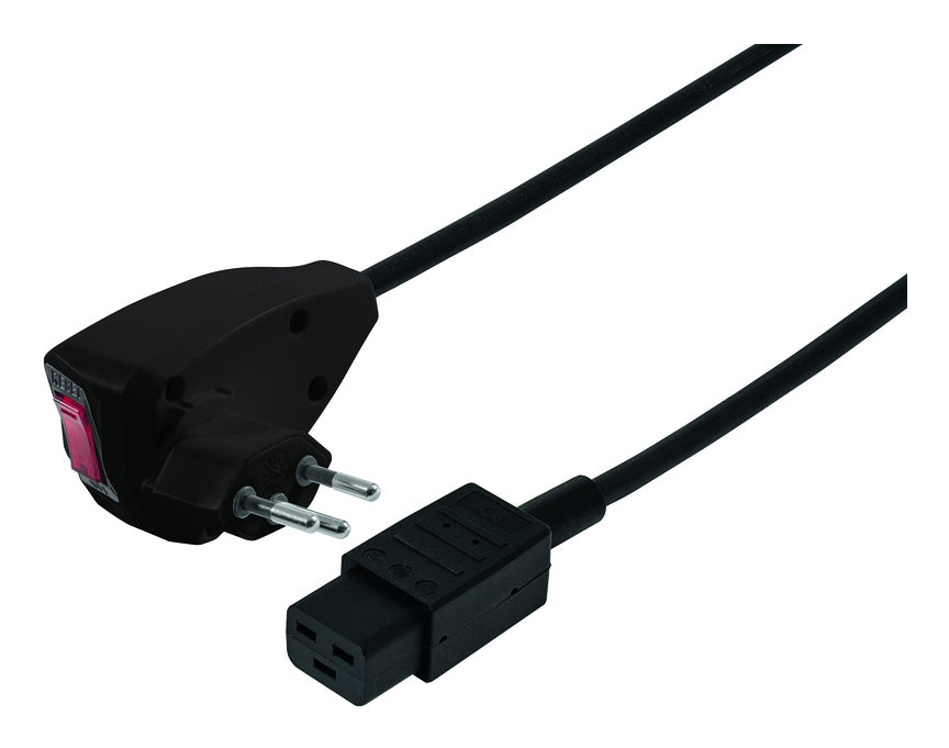 Steffen Netzkabel – T12–IEC C19, 2,5 m, 10 A, 3×1,5 mm², schwarz