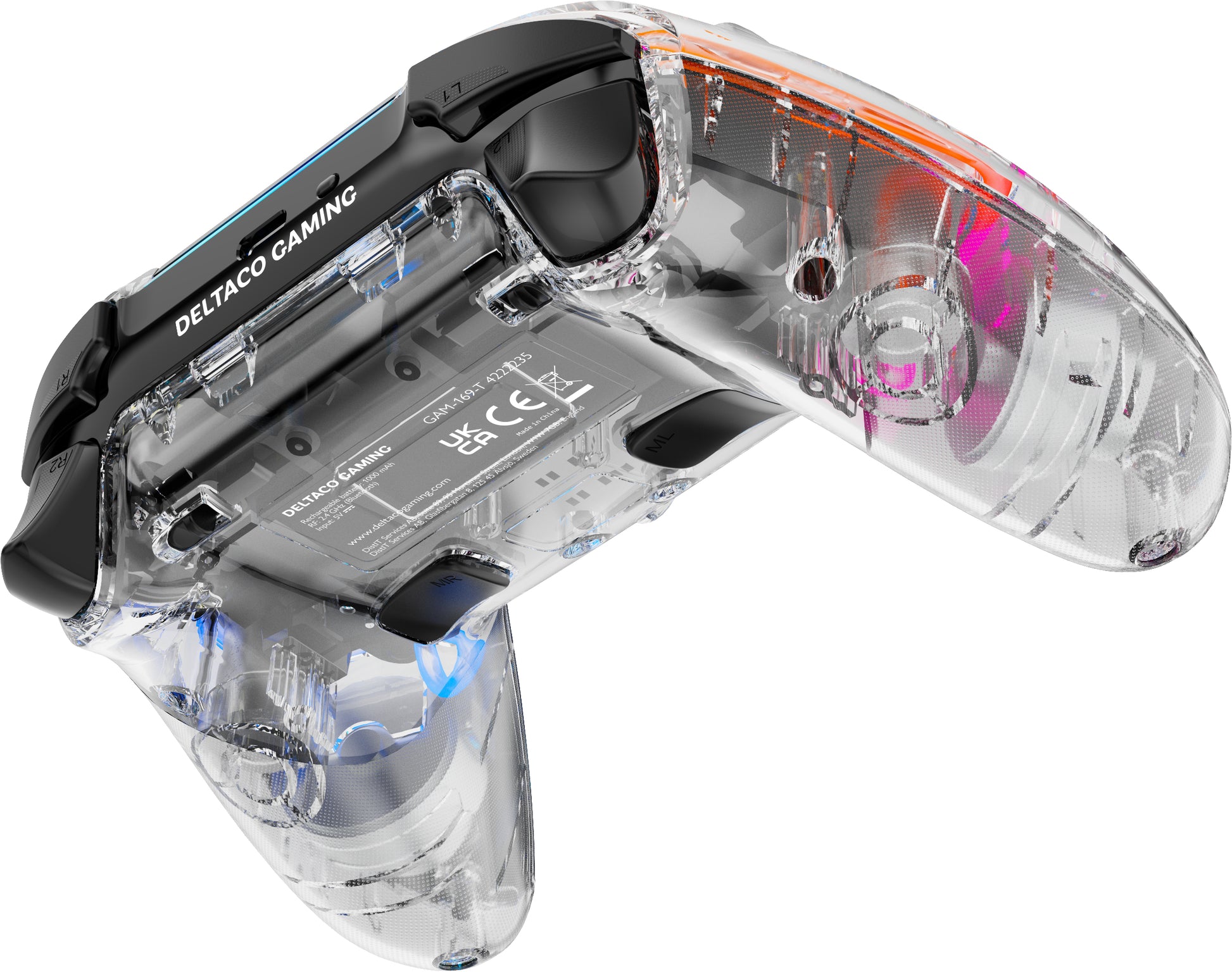 Deltaco Gaming Controller GAM-169-T – für Nintendo Switch, PC, PlayStation 4, Bluetooth, USB-C, transparent