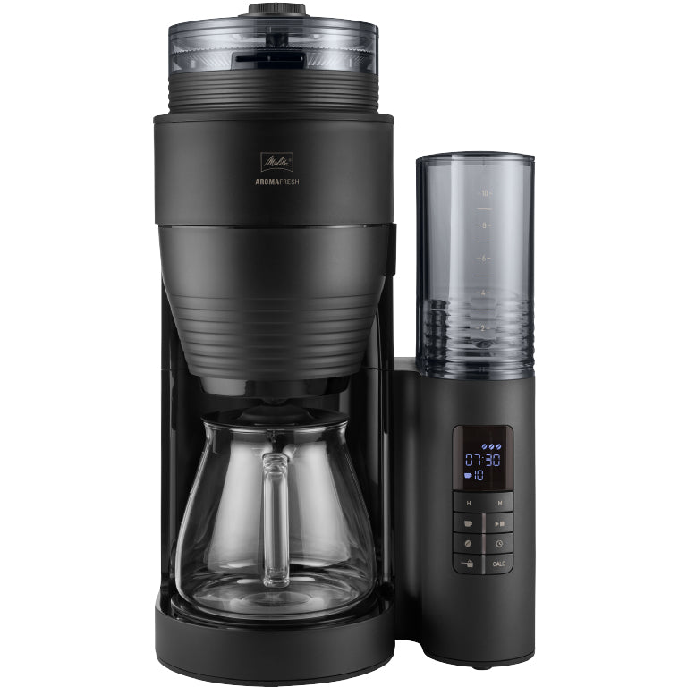 Melitta AromaFresh Filterkaffeemaschine – 10 Tassen, 1,25 l, Keramik-Mahlwerk, Schwarz