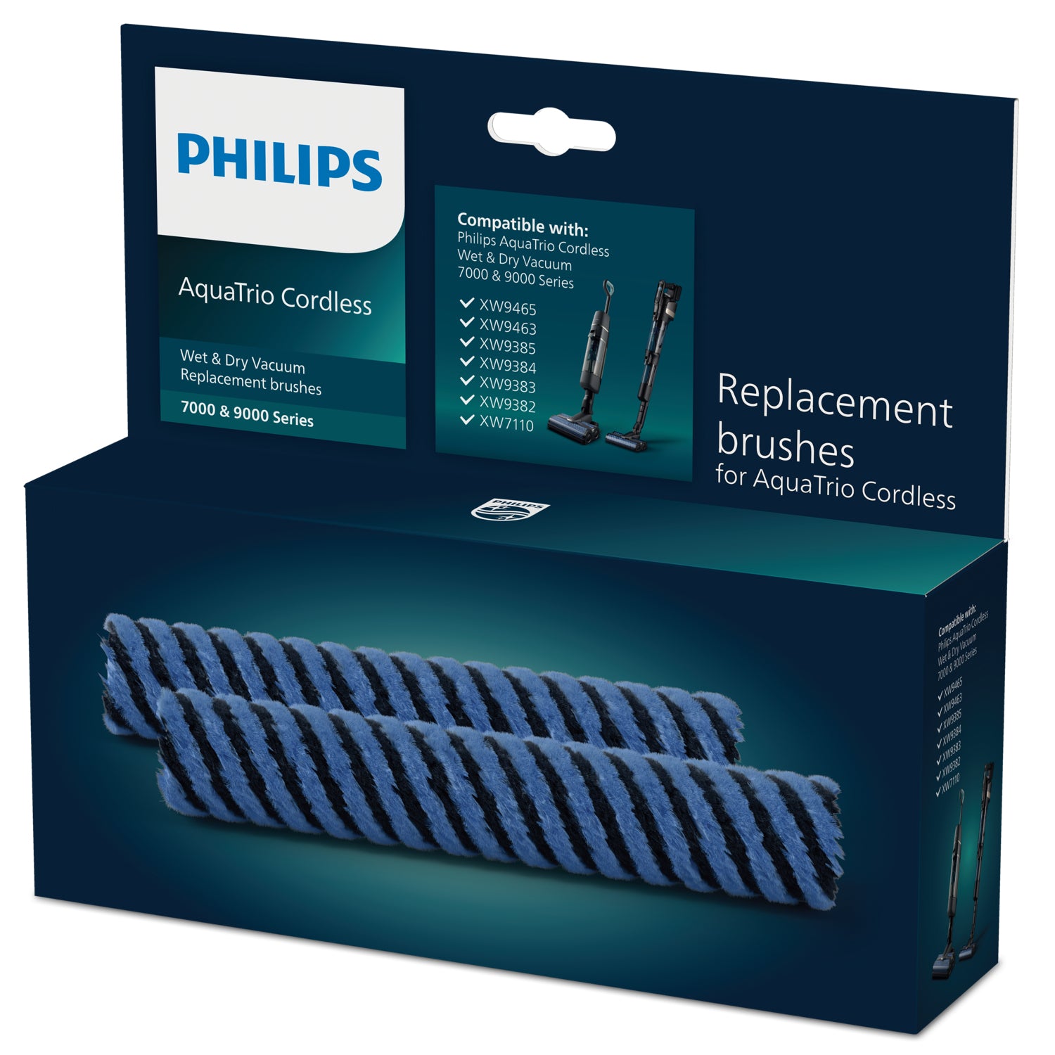 Philips Walzenbürsten-Set XV1793/01 – 2 Aufsätze, für XW7110, XW9382, XW9383 und andere, Blau