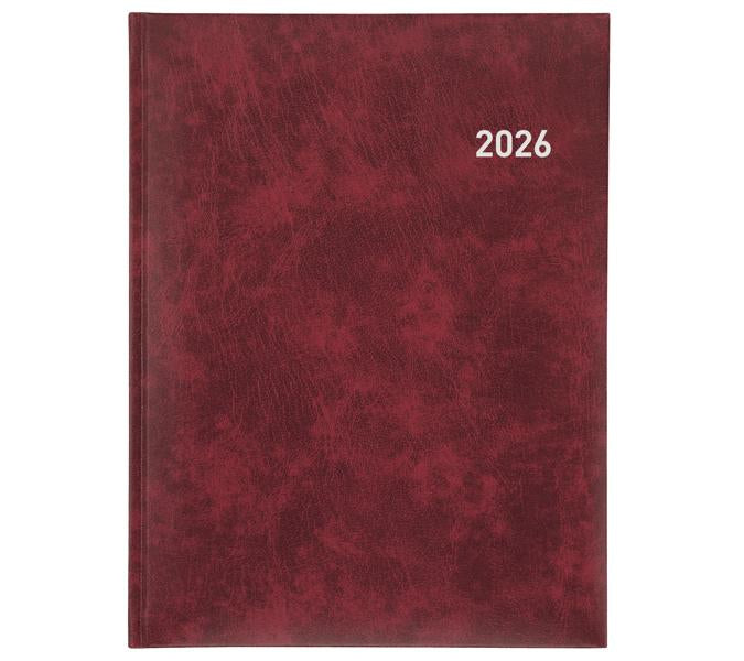 Biella Orario Geschäftsagenda – 1 Woche/2 Seiten, gebunden, 17,5 × 23,5 cm, 2026, Weinrot, FSC
