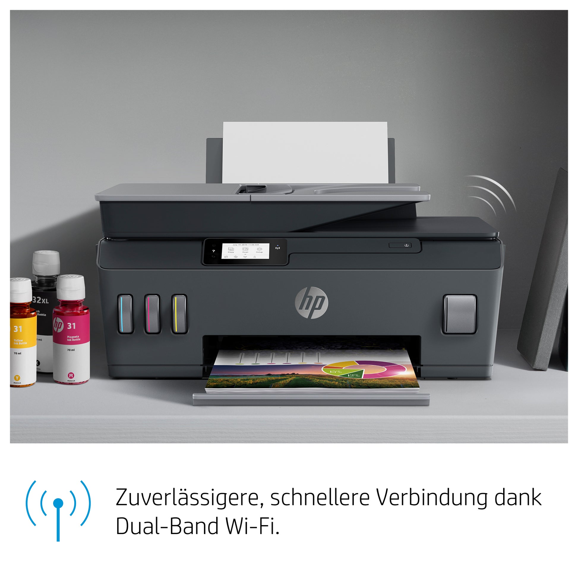 HP Smart Tank Plus 570 Wireless – Farbiger Tintenstrahl-MFP A4, 3-in-1 – USB/WLAN – Duplex, ADF – 11 ppm S/W