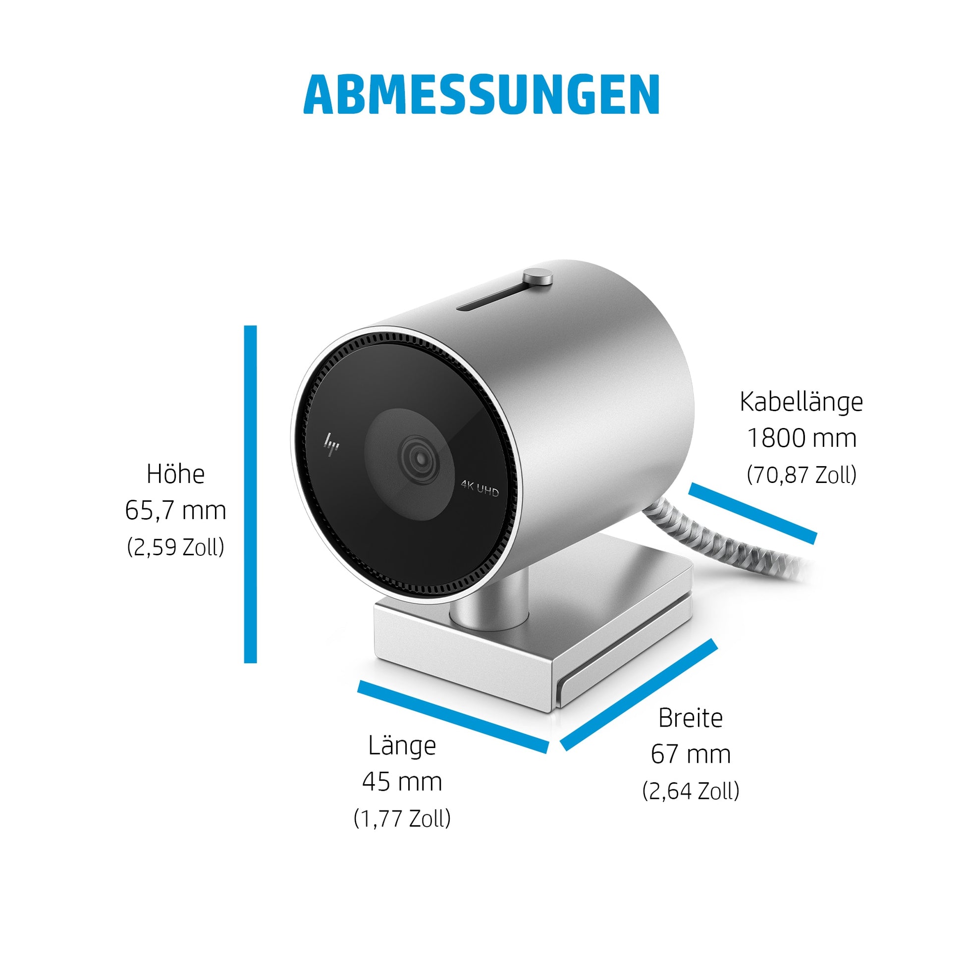 HP 950 – Webcam – 4K, bis 30 fps, USB 3.0, Autofokus, Schwarz
