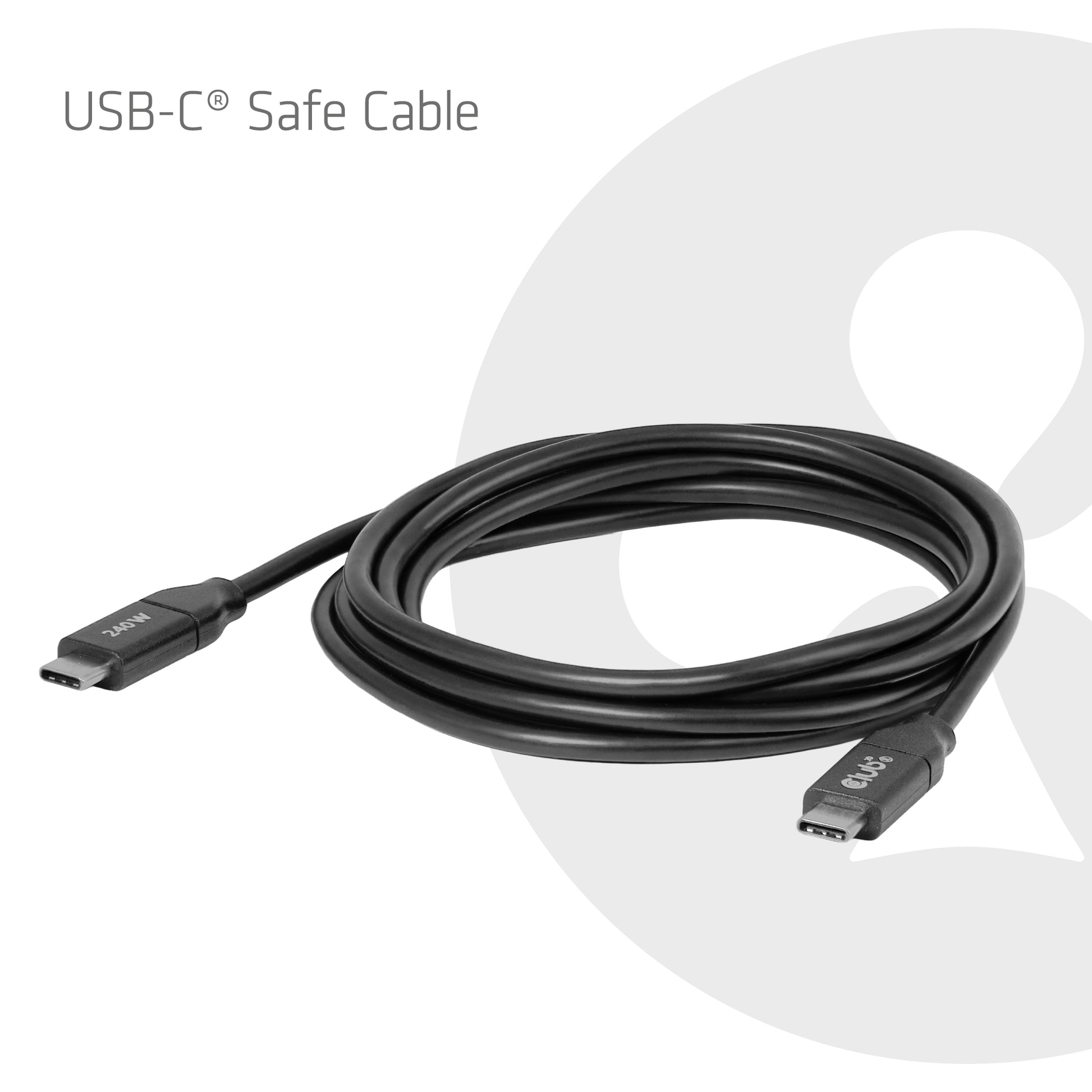 CLUB3D Club 3D – USB-C auf USB-C Kabel – 2 m – PD 240 W – Schwarz – für USB-C-fähige Geräte