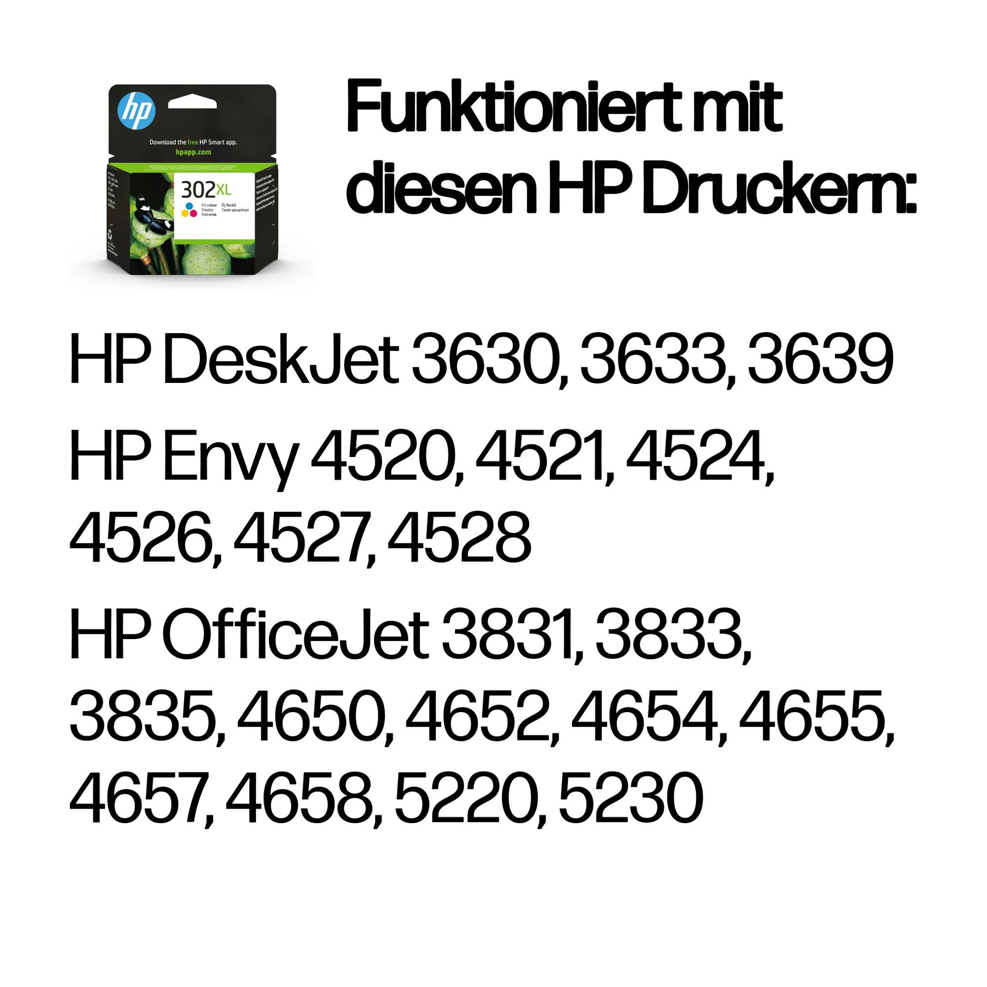 HP 302XL Dreifarbig Tintenpatrone (Original) – 300 Seiten