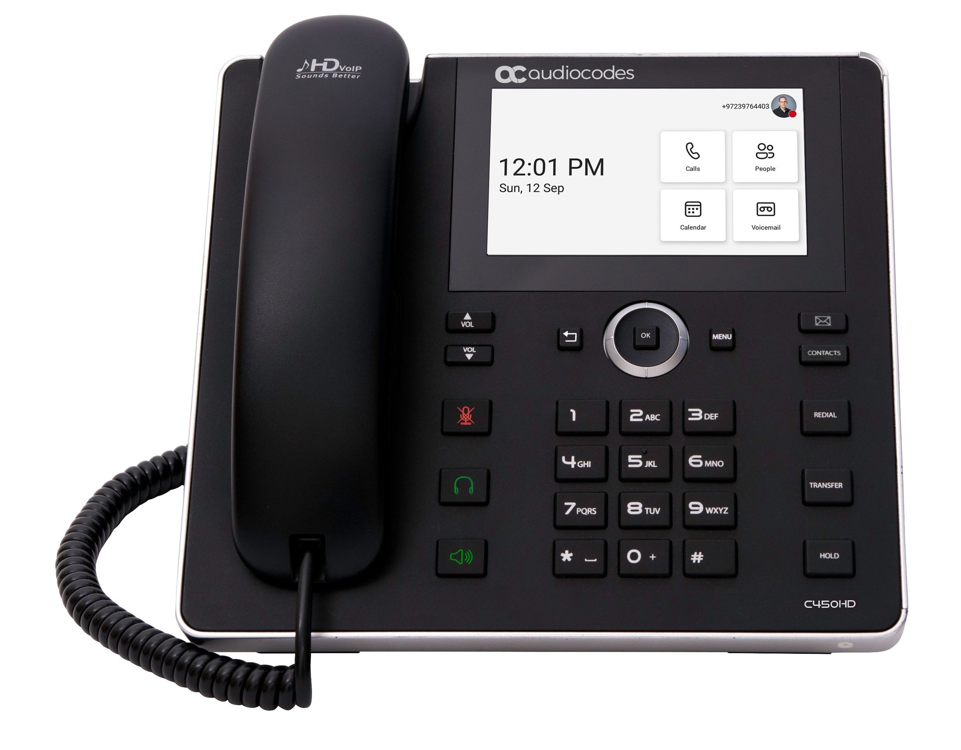 AudioCodes C450HD – IP-Telefon, PoE, Gigabit-LAN (RJ45), mit integriertem Bluetooth