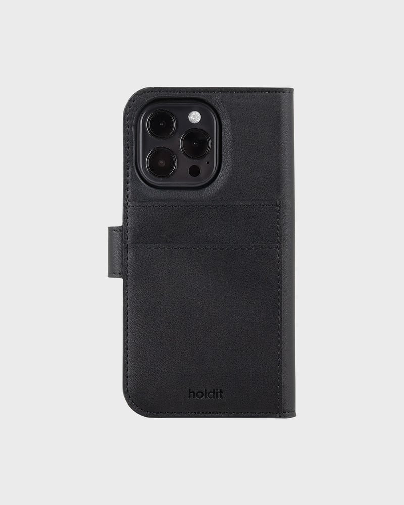 Holdit – Booklet-Hülle – für Apple iPhone 16 Pro Max – schwarz – PC – MagSafe-kompatibel, mit Kartenfach
