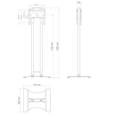 Hagor Digital Signage Stand für 43–65" Displays, VESA 100×100 bis 400×400 – zweiseitig – Metall, Schwarz