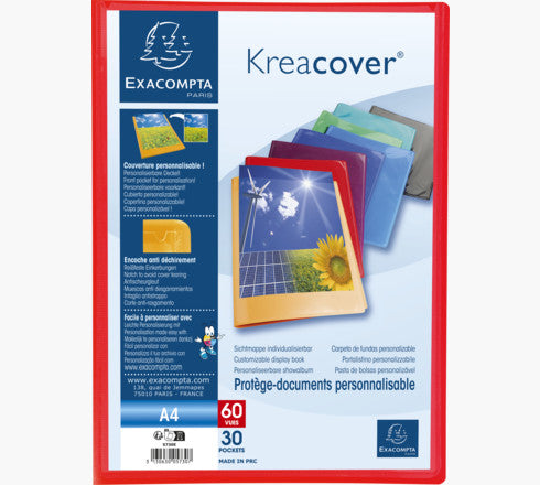 Exacompta Sichtbuch Kreacover A4, 30 Hüllen, PP, assortiert – 12 Stück