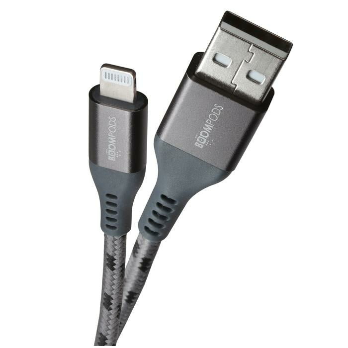 Boompods Kabel – USB-A auf Lightning 1,5 m, geflochten, Graphit – für iPhone/iPad