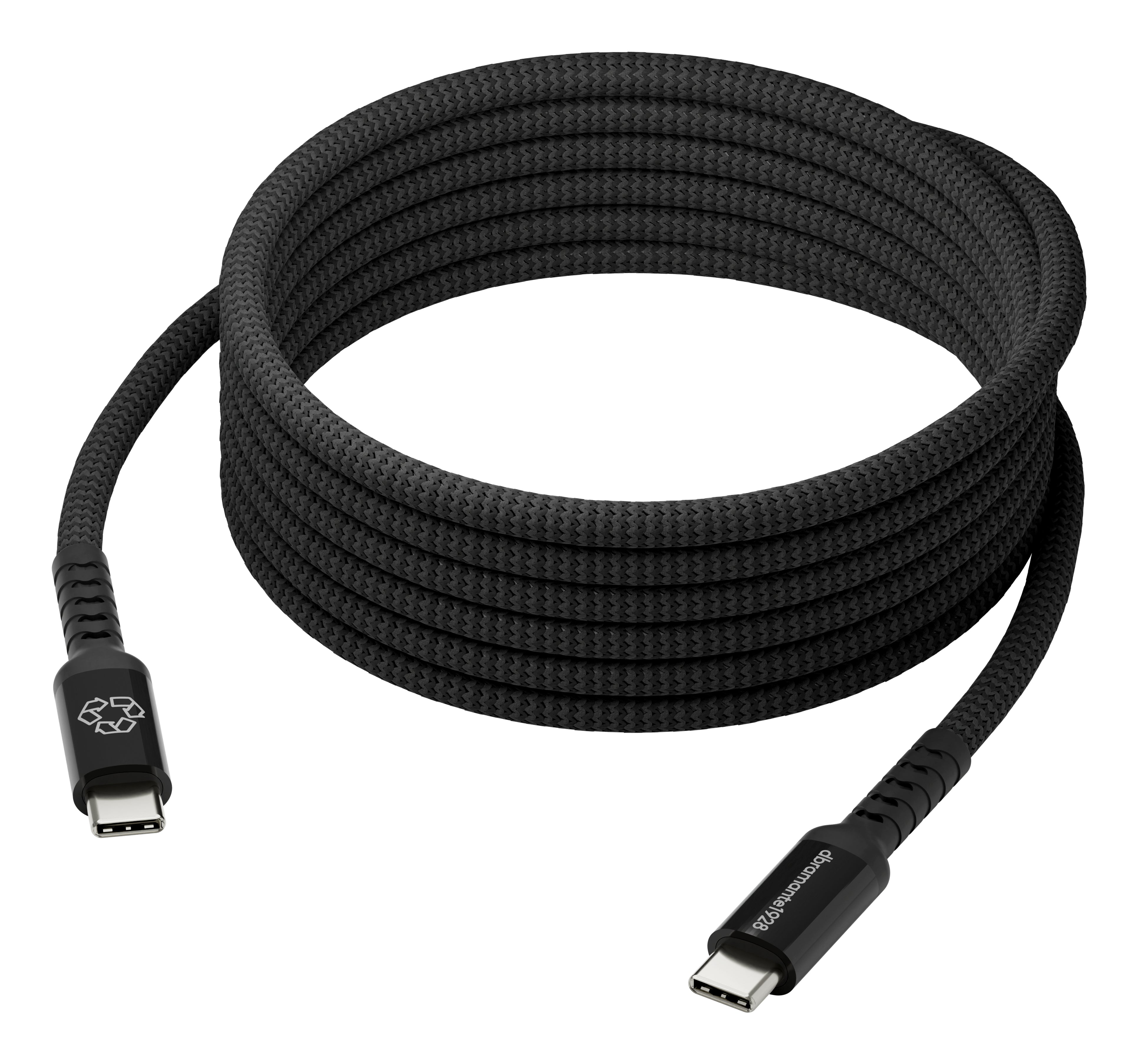 dbramante1928 USB-C auf USB-C Kabel – 3 m – PD 100 W – Geflochten – Schwarz