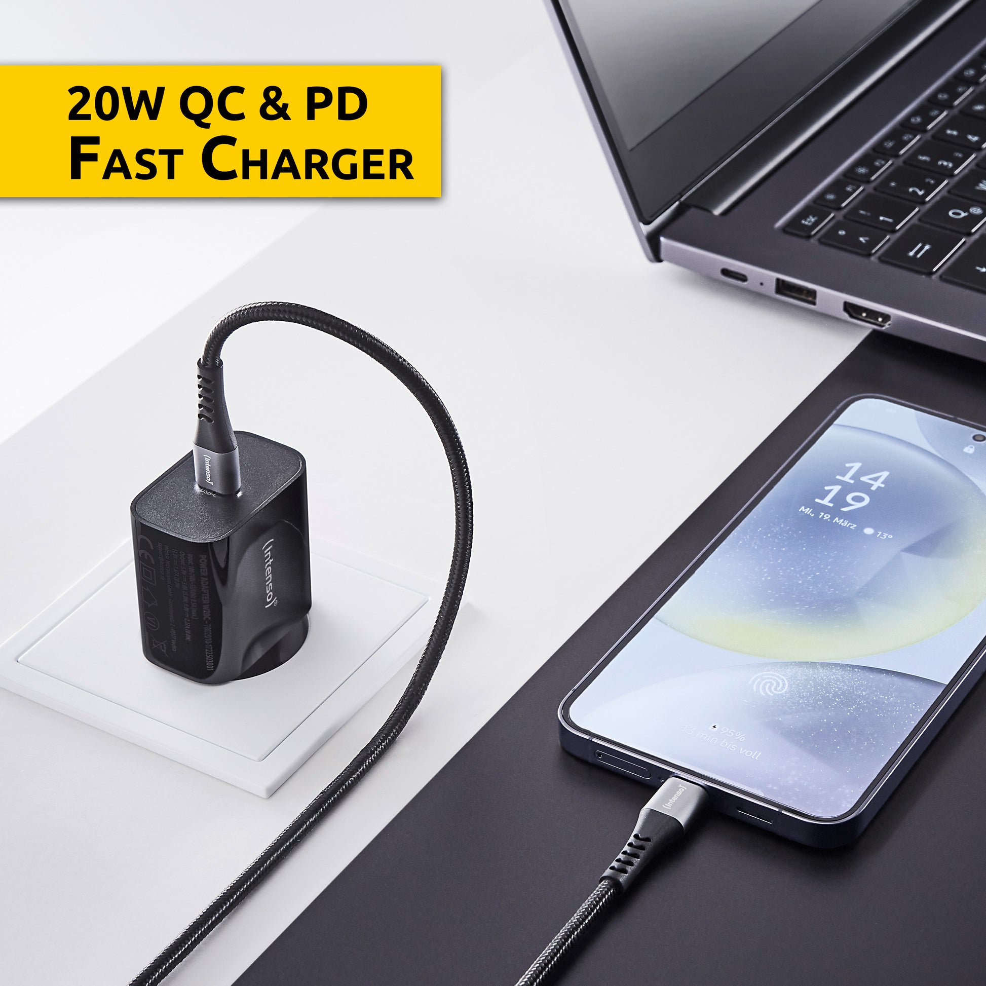 Intenso W20C USB-Ladegerät 20 W – USB-C×1 – für Smartphones und Tablets – Schwarz