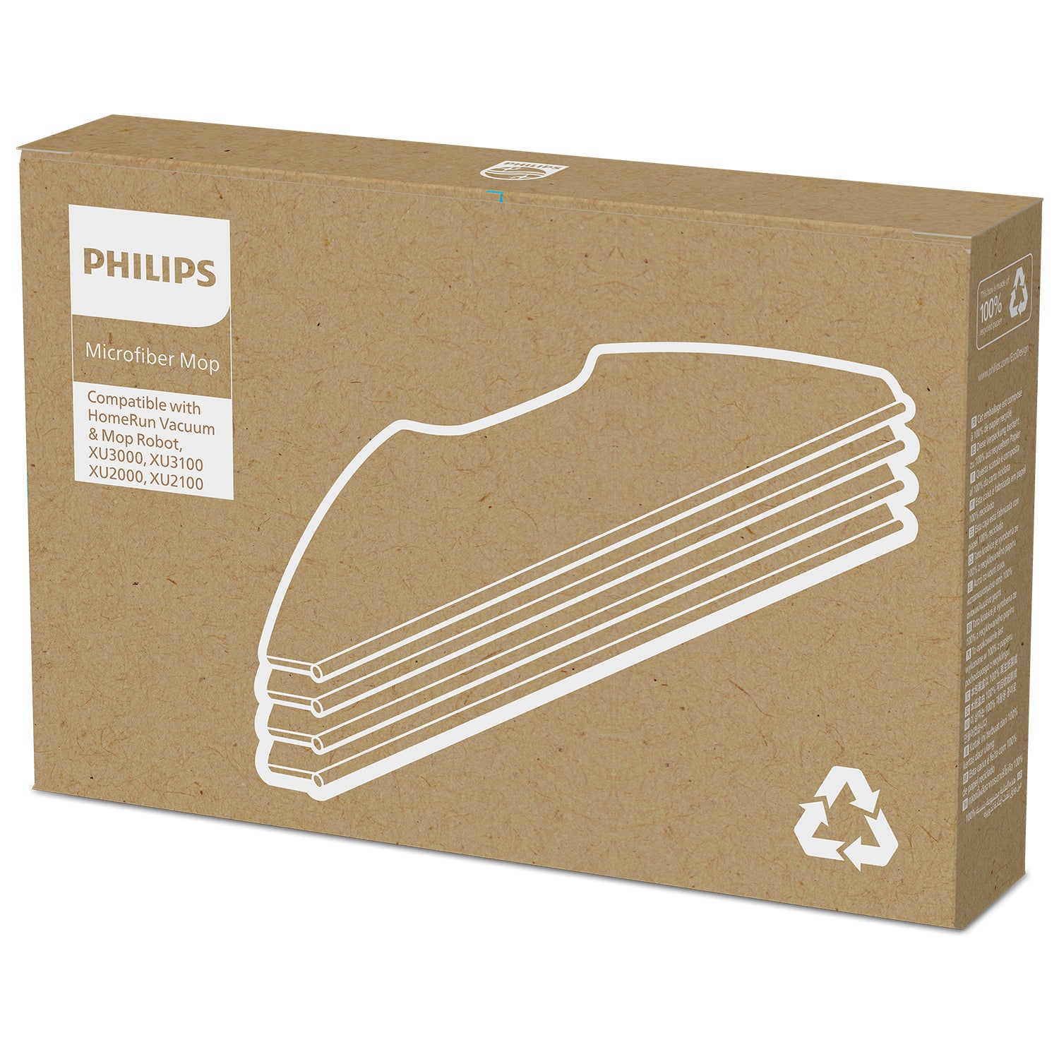 Philips Mikrofaser-Mopp-Pads XV1430/00 – für HomeRun Serie 2000/3000 – 14,6 × 3,0 cm – 4 Stk.