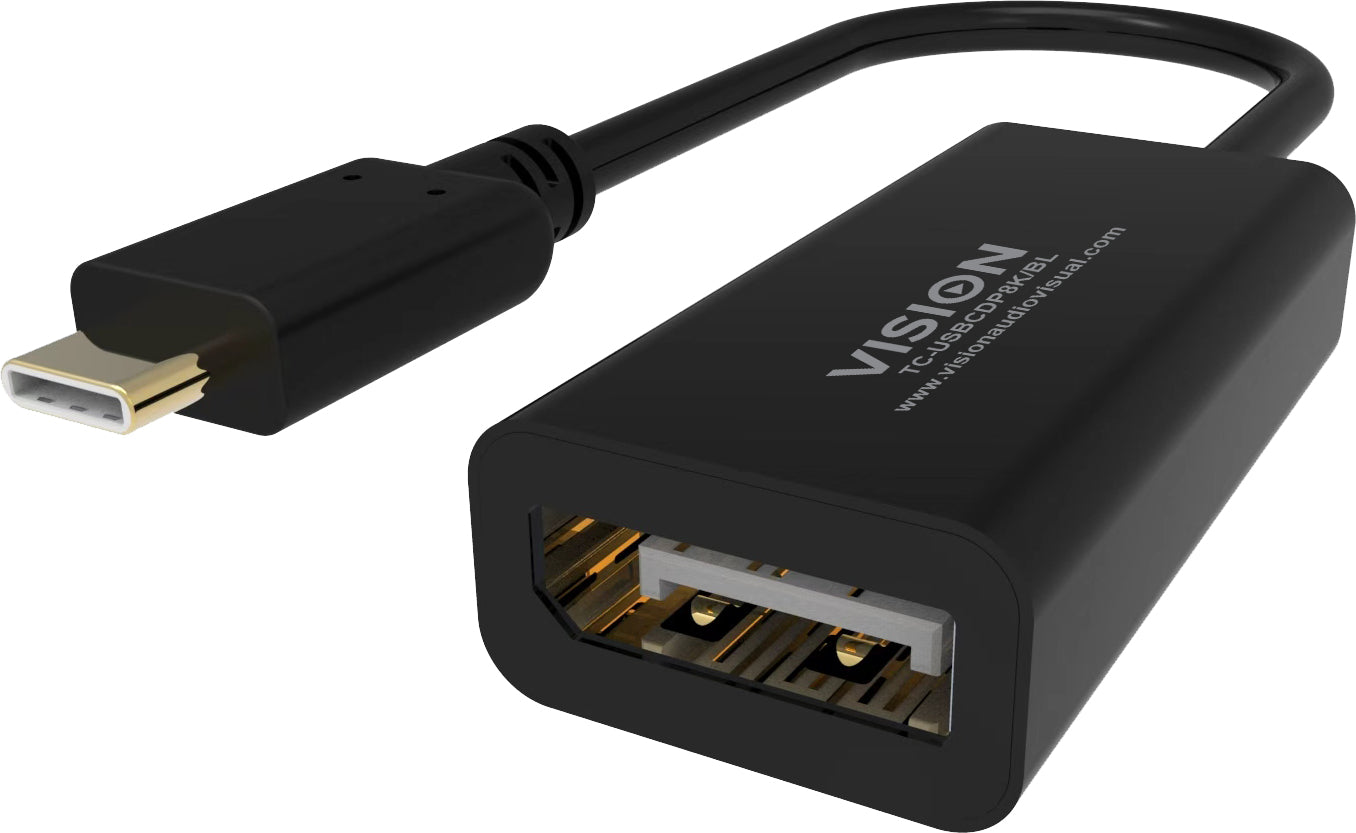 Vision TC-USBCDP8K/BL Adapter USB-C zu DisplayPort – 8K (7680 × 4320) @ 60 Hz – Schwarz