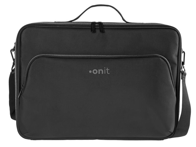 ONIT Clamshell Notebook-Tasche bis 15,6" – 600D rPET, mit Trolley-Band – Schwarz