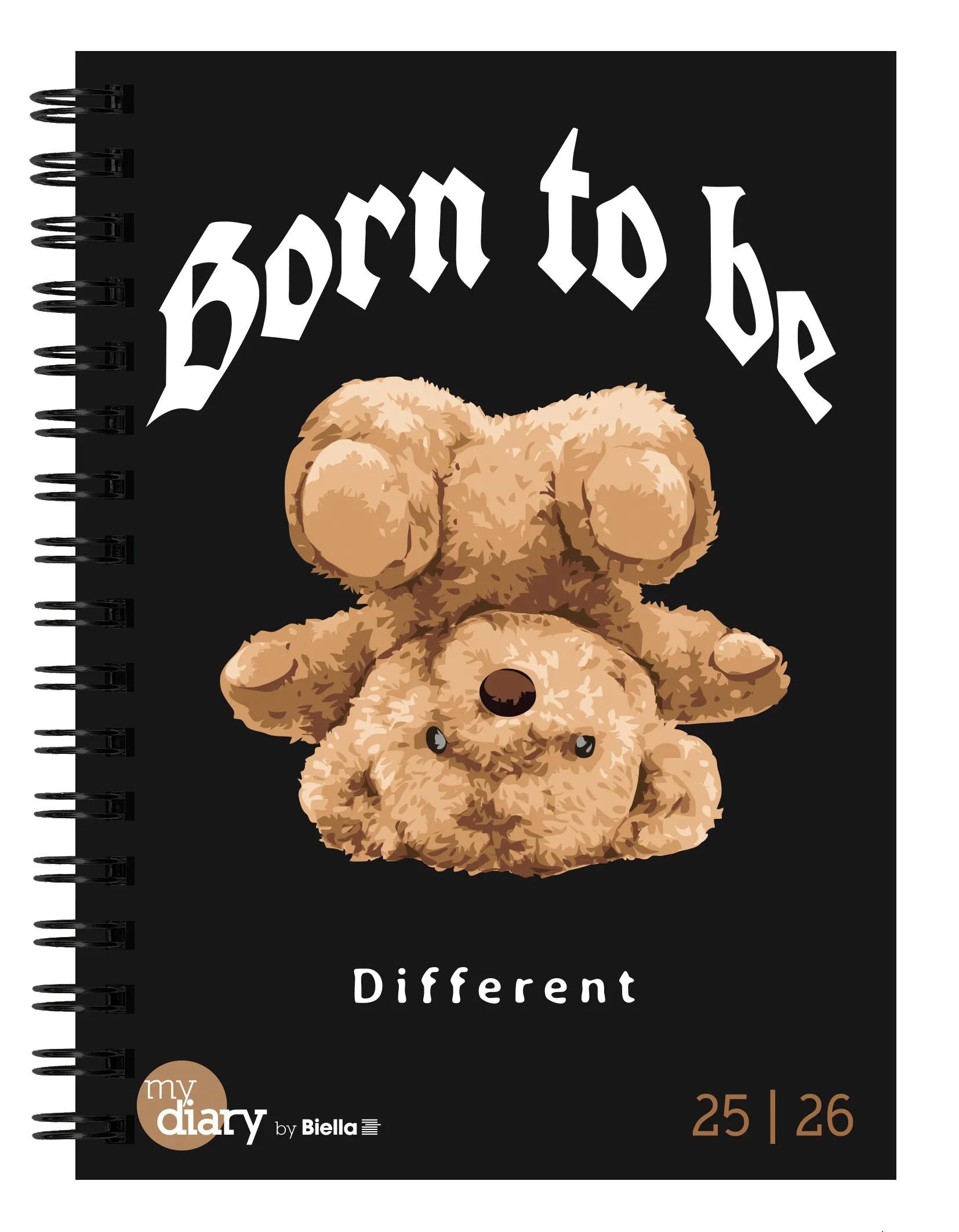 Biella mydiary Schüleragenda – 1 Woche/2 Seiten, Wire-O, 12 × 16,5 cm, Aug–Jul, Teddy, FSC