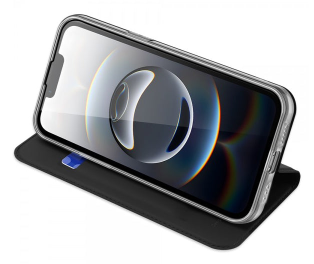 Nevox Vario Folio – für Apple iPhone 16e, mit Ständer, mit Kartenfach, PU+TPU, schwarz, Magnetverschluss