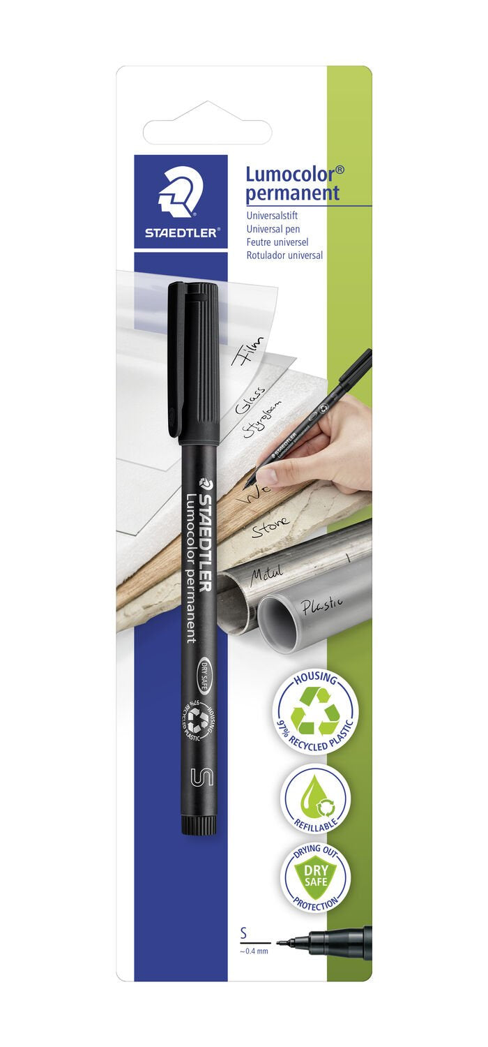 Staedtler Lumocolor 313 Permanentmarker – Rundspitze 0,4 mm – Schwarz – 10er-Pack