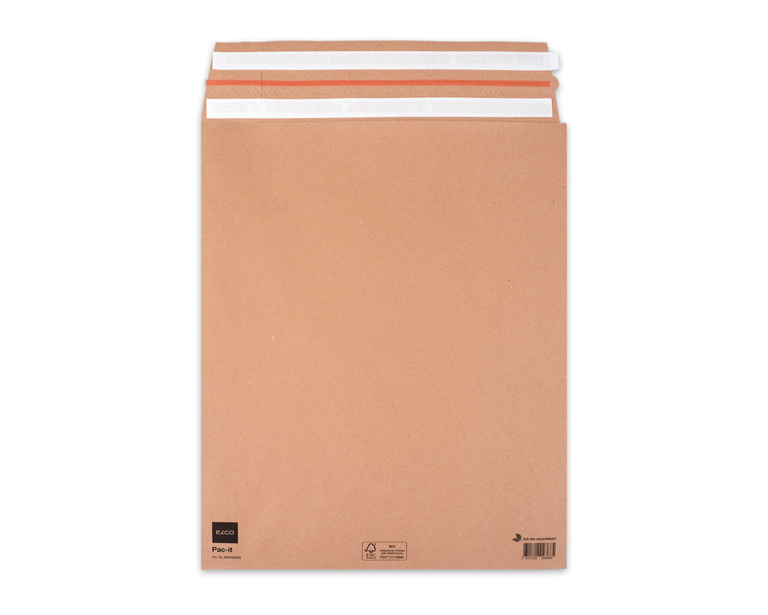 Elco Papierversandtasche – 380 × 475 × 80 mm, Seiten- und Bodenfalte, braun, Einsteckverschluss – 100 Stück