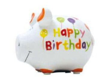 G. Wurm Spardose Geburtstag – Keramik, weiss – 12,5 × 9 × 9 cm