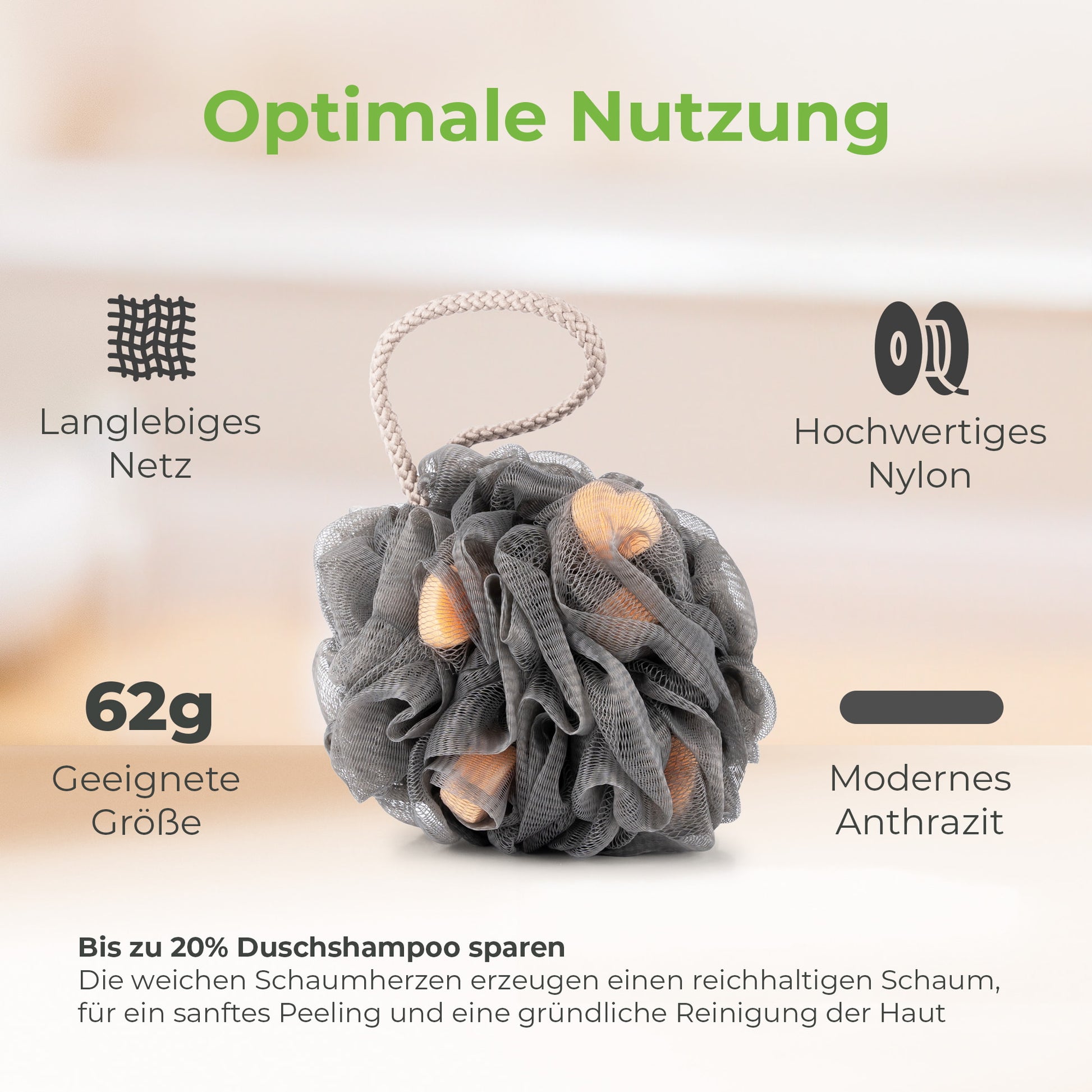 Quick Aid Duschschwamm – Dunkelgrau
