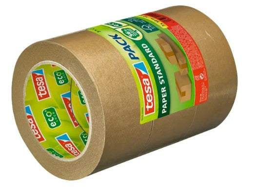 tesa Papierverpackungsband ecoLogo Standard – 38 mm × 25 m, braun, stark, eco:plus