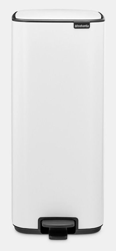 Brabantia Papierkorb – 30 l – mit Deckel, Stahl, Weiss – B × H 288 × 647 mm