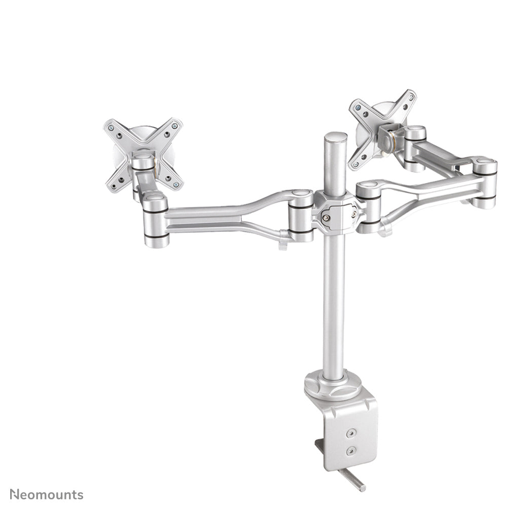 Neomounts Monitorarm, Dual, Tischklemme, bis 30", höhenverstellbar, neigbar, schwenkbar, silber