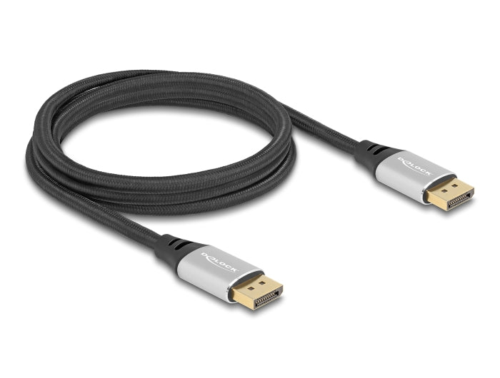 DeLOCK DisplayPort Kabel DP 2.1 8K 60 Hz – 2 m – geflochten – Schwarz/Silber