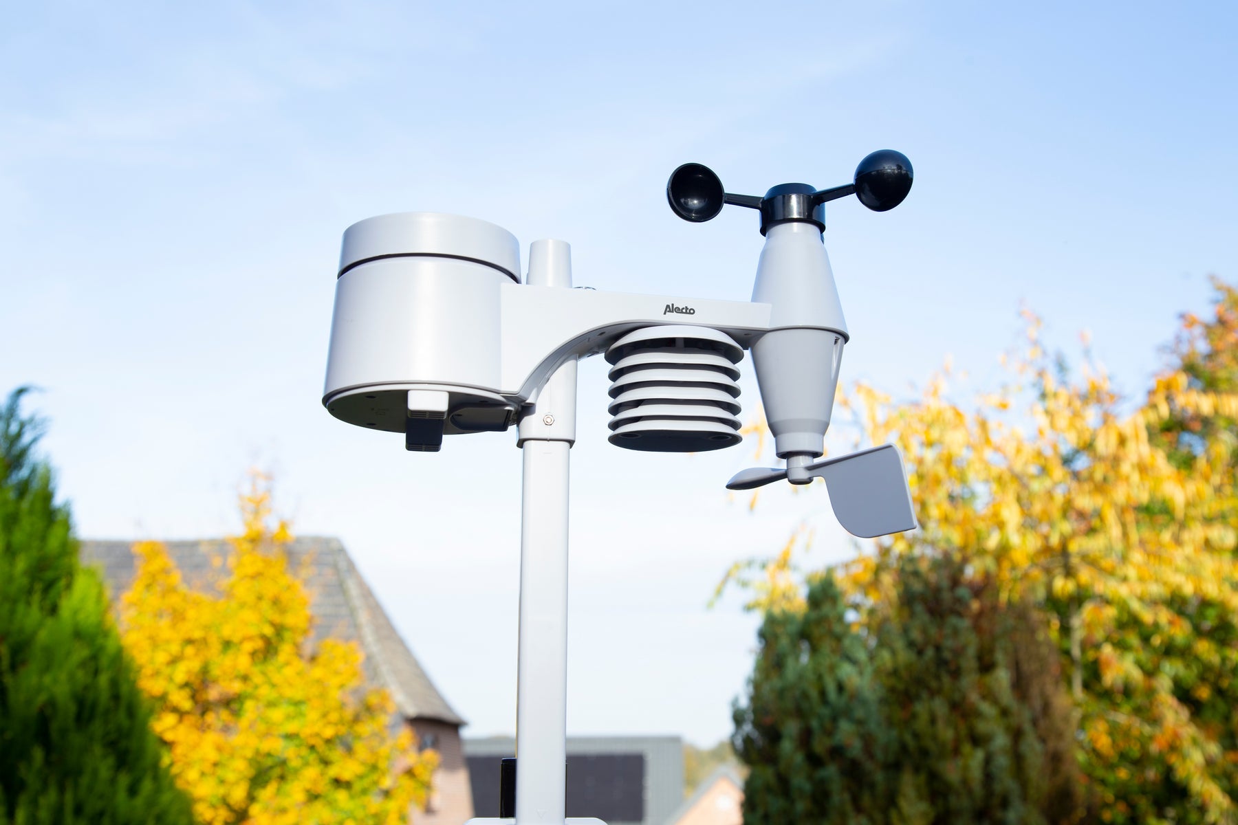 Alecto WS-4800 – Wetterstation, Funk 868 MHz, innen/außen, Hygrometer & Barometer, inkl. Aussensensor – weiss