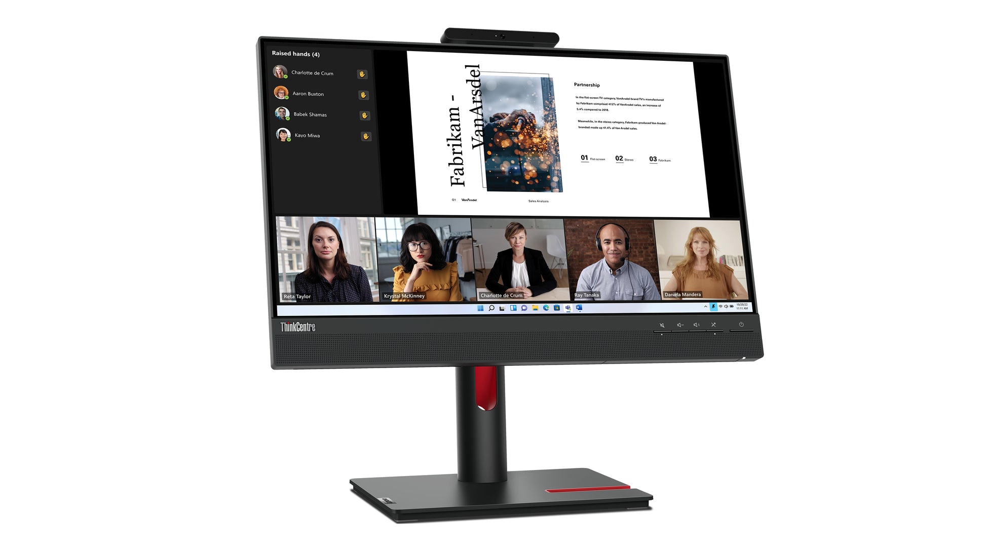 Lenovo Thinkcentre Tiny-In-One 22 – Monitor, 21,5", IPS, 60 Hz, 250 cd/m², Webcam, VESA 100 × 100, Schwarz
