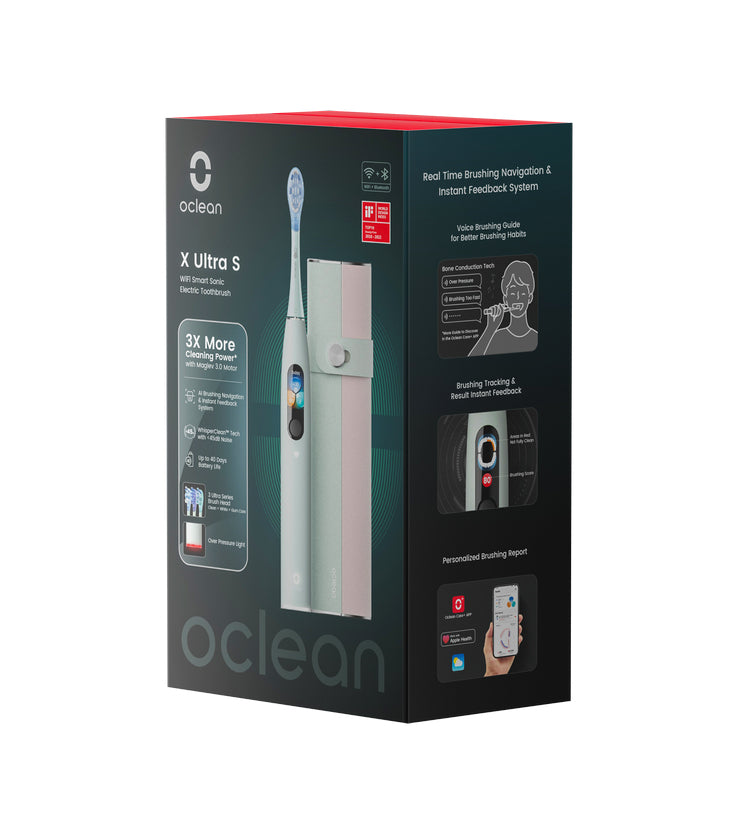 Oclean Elektrische Zahnbürste X Ultra S – Schall – 3 Bürstenköpfe – Grün