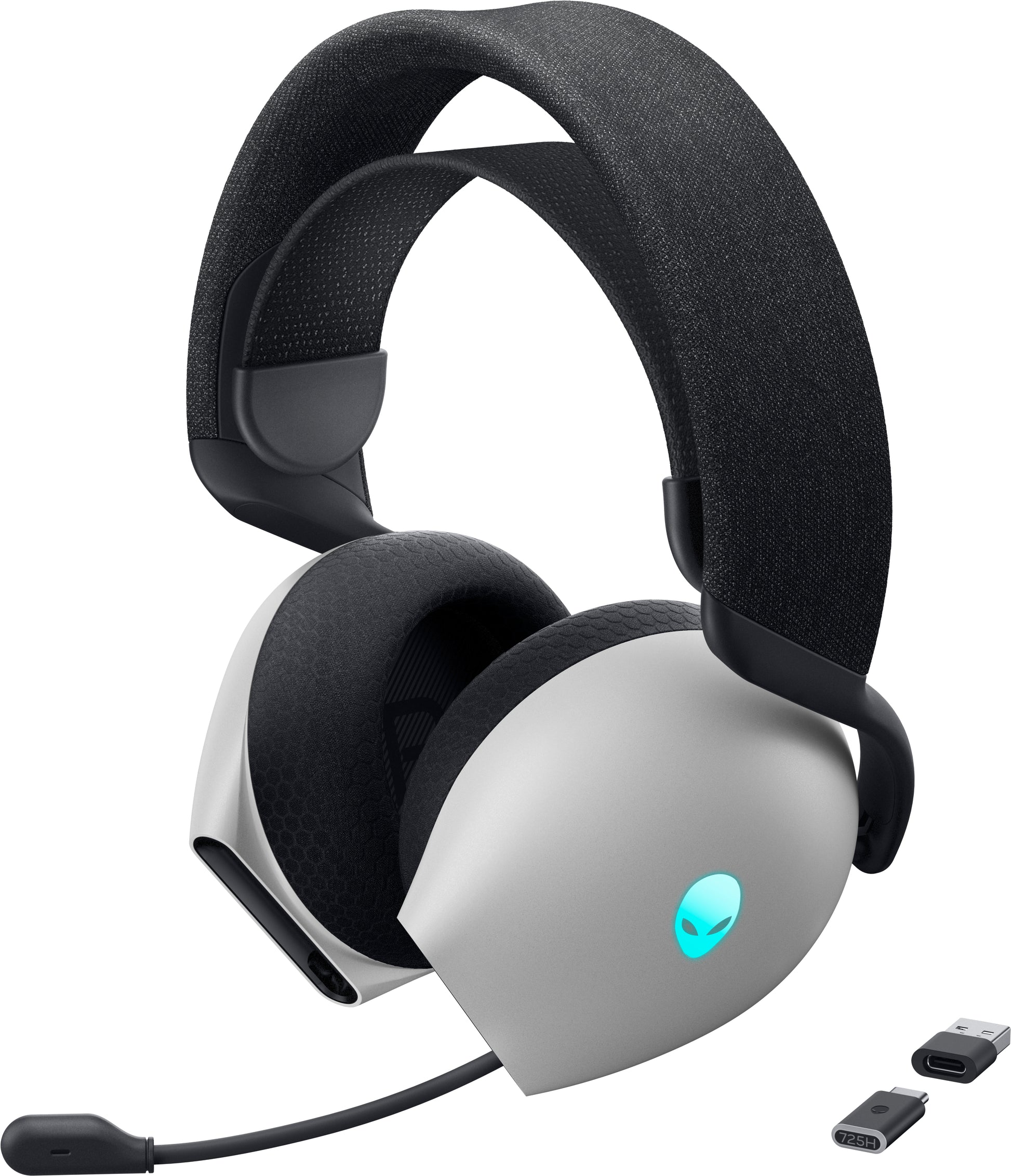 Alienware AW725H Gaming-Headset – Over-Ear, Stereo, Kabel + BT, ANC, mit USB-C-Dongle, Schwarz