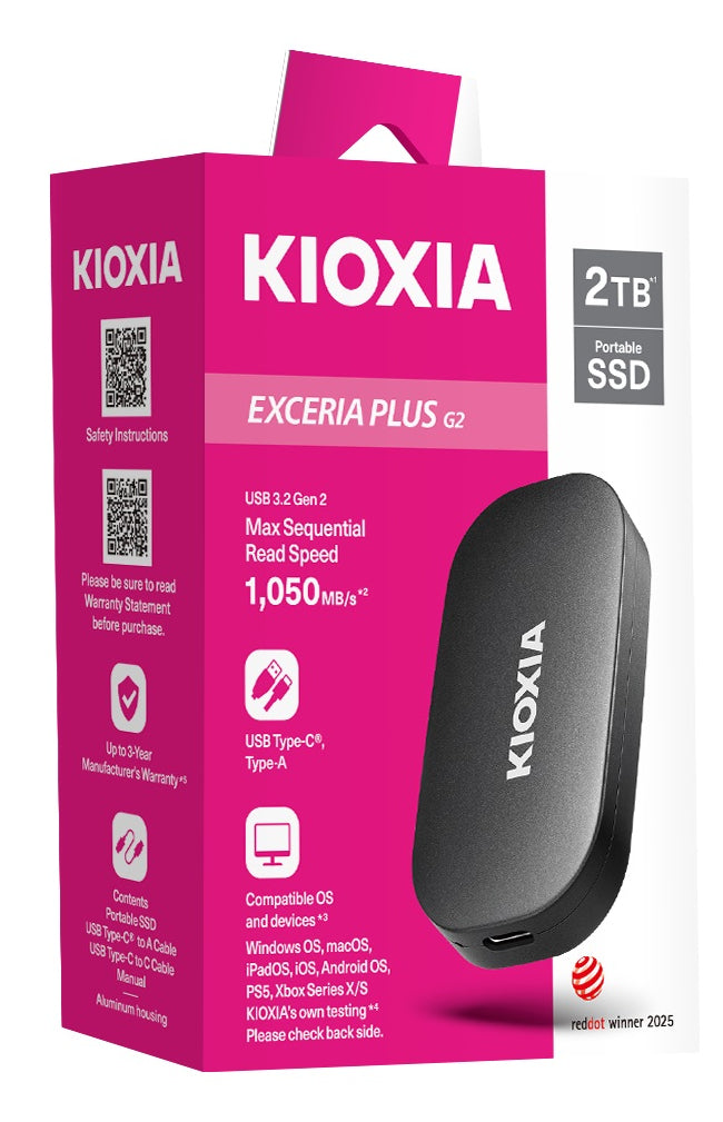 Kioxia EXCERIA PLUS G2 Portable SSD 500 GB – für Windows/Mac/Android/iOS