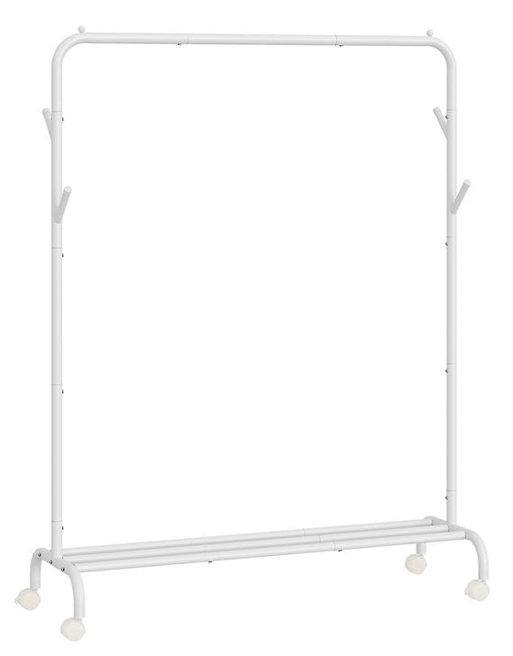 Songmics HSR131W01 Garderobenständer (4 Haken, mit Rollen) – Stahl – Weiss – 1550 mm