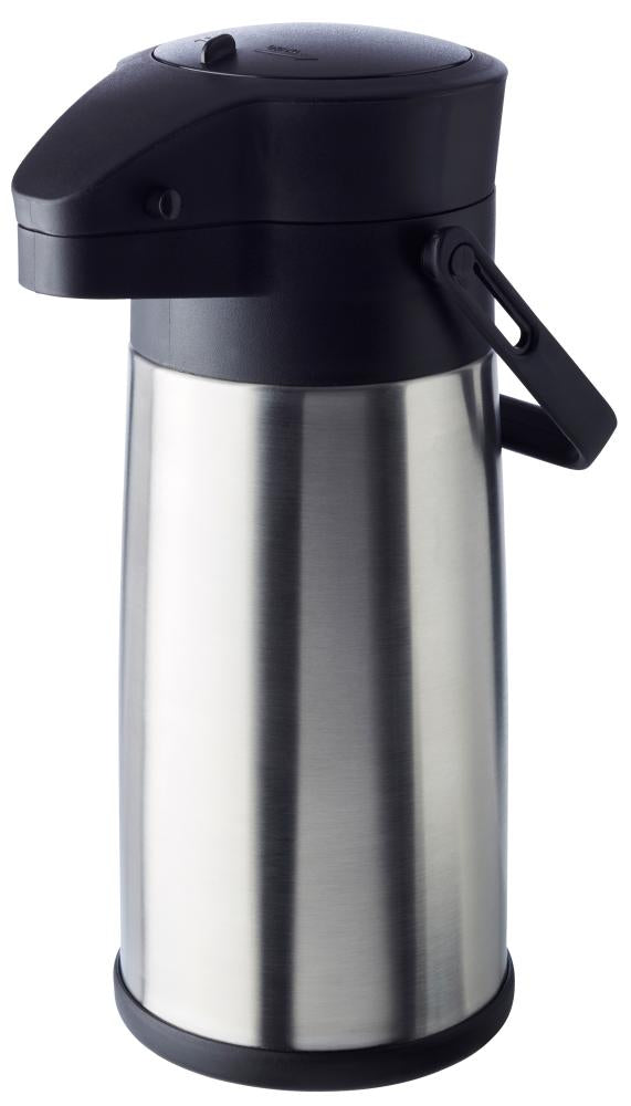 APS-Germany APS Thermoskanne – 2,2 l, Ø 13,5 cm, H 32,5 cm, Kunststoff (PP)/Edelstahl, mit Pumpverschluss, vakuumisoliert