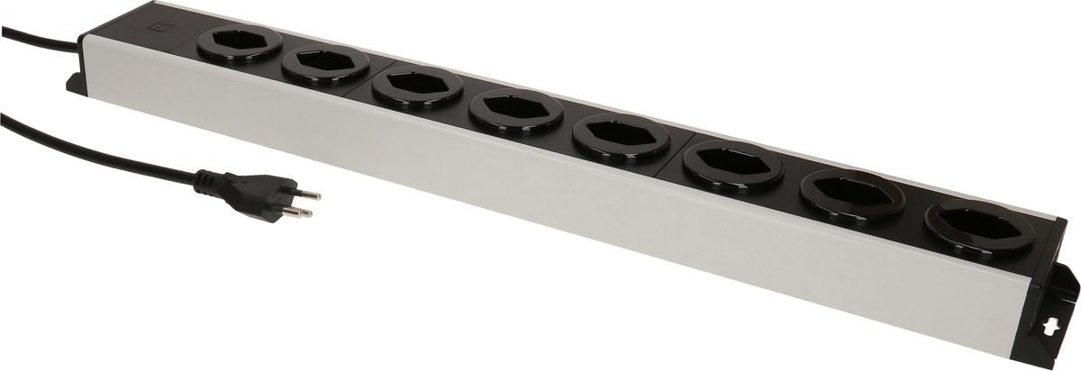 Max Hauri AG Max Hauri Power Line Steckdosenleiste – 8×T13, ohne Schalter, 1,5 m, Eingang T12, Überlastschutz – grau/schwarz