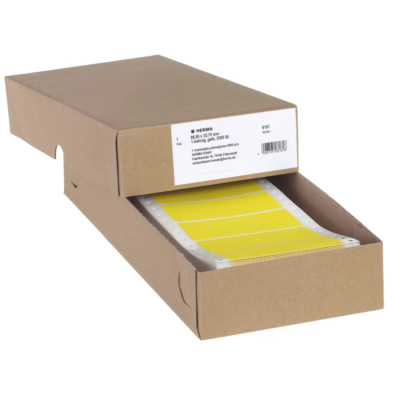HERMA Bogenetiketten A4 89 × 36 mm – Papier, matt, gelb – permanent haftend – (2'000 Stk.)