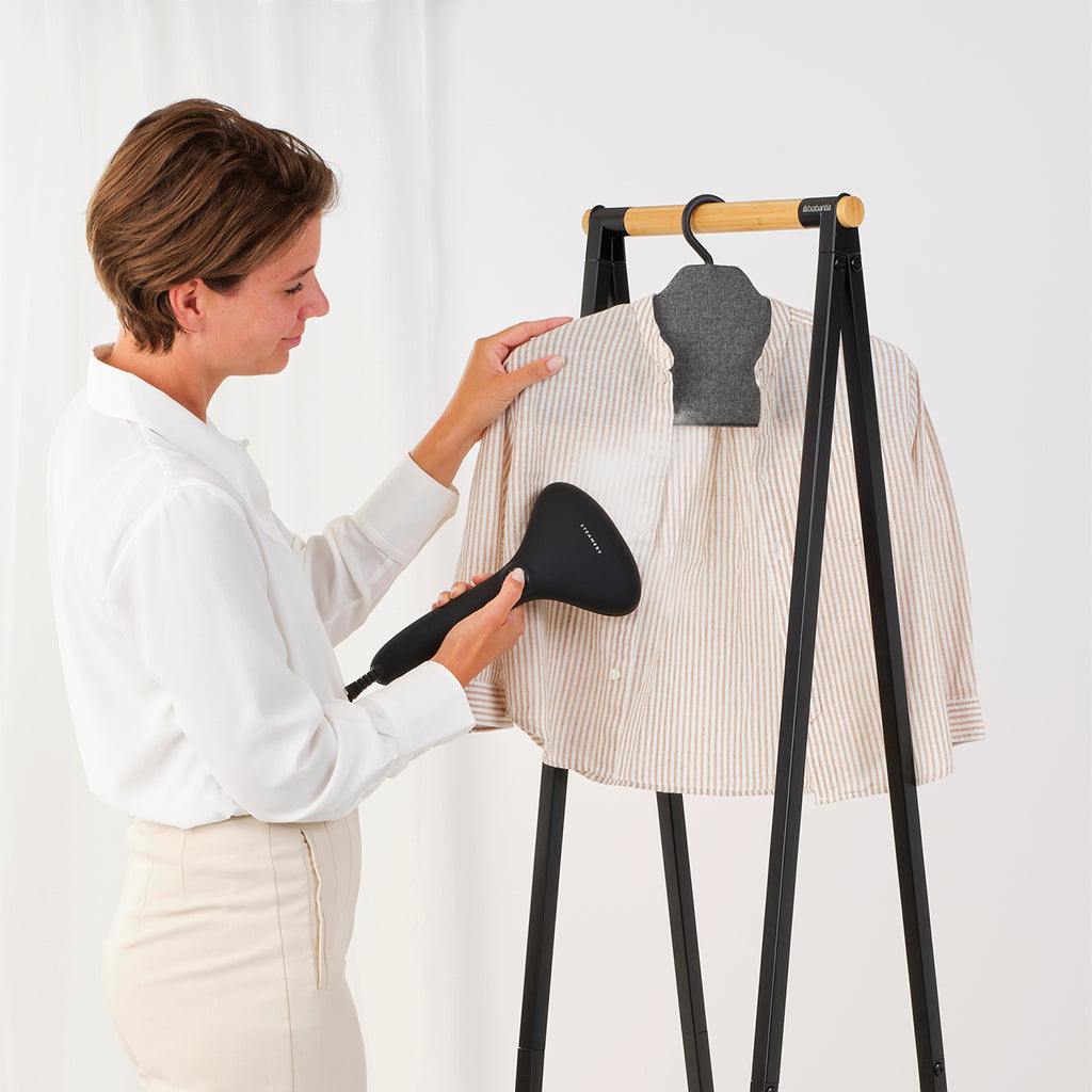 Brabantia Dampfkleiderbügel – Stoff – Schwarz – 415 × 225 × 15 mm