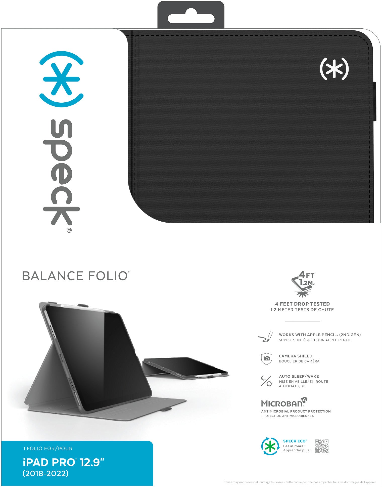 Speck Balance Folio Tablet-Hülle für Apple iPad Pro 12,9" (3.–6. Gen.) – Schwarz