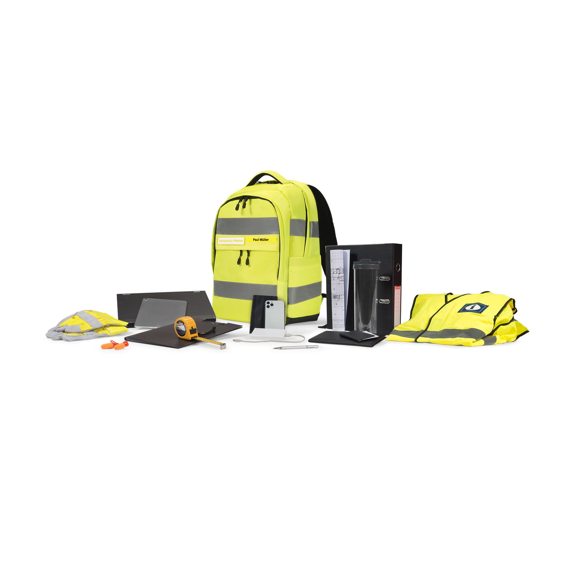 DICOTA HI-VIS P20471-01 – Freizeit-Rucksack – 25 l, rPET, gelb, Reflexstreifen
